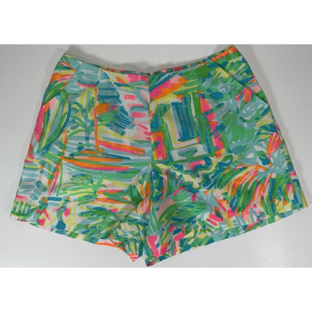 NWOT Women's Lilly Pulitzer Linnea Flat Front Back Zip Shorts Sea Salt Sun Sz 00